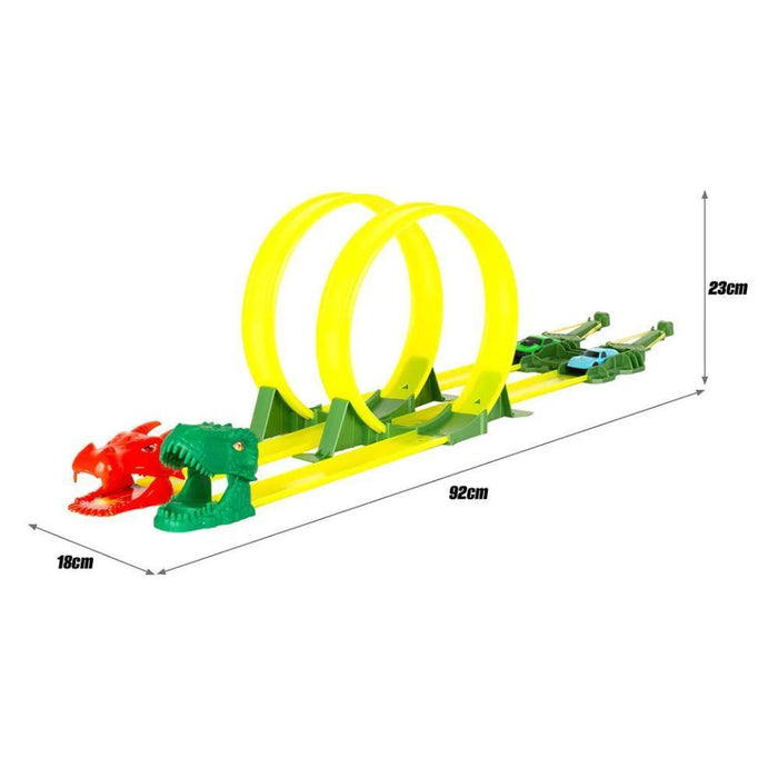 Pista Dupla de Veículos Teamsterz Turbo City Dino Clash
