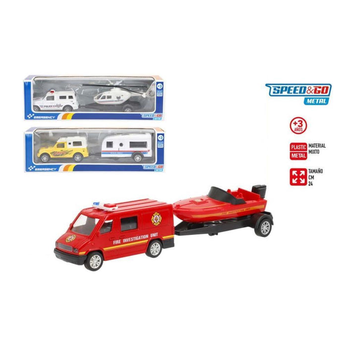 Carro em Metal com Atrelado Speed&Go Emergency