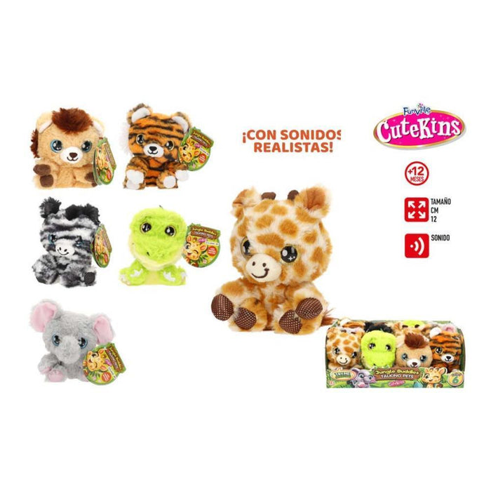 Peluche Cutekins Jungle Buddies com Som 12 cm