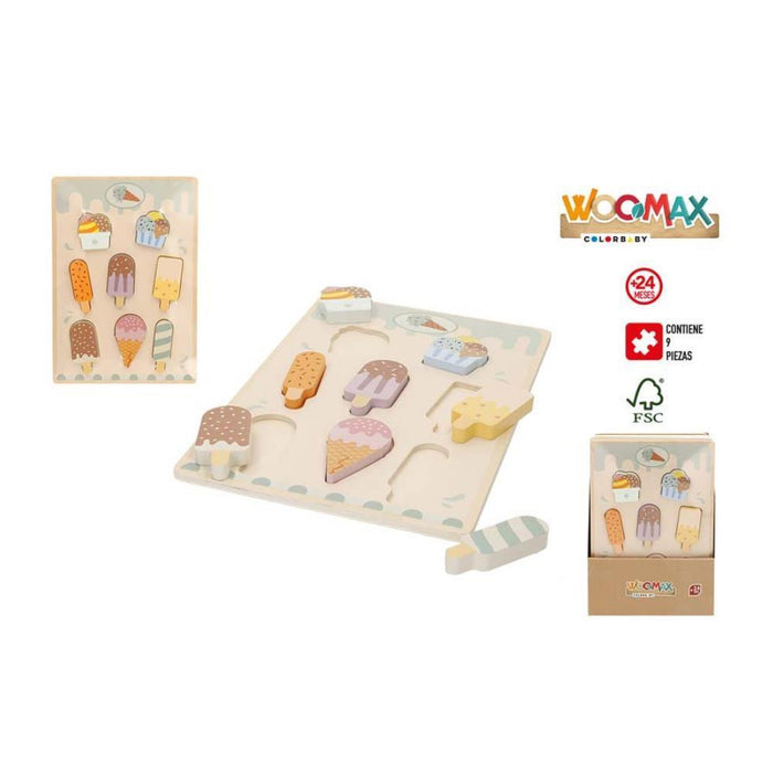 Puzzle de Encaixe Gelados Woomax em Madeira 9 Peças