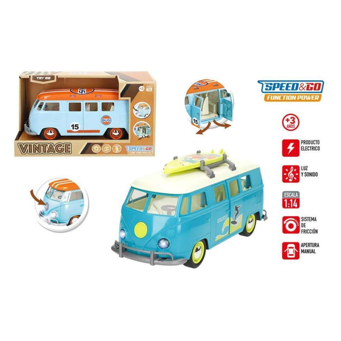 Carrinha Pão de Forma Vintage Speed & Go RC com Luz 1:14