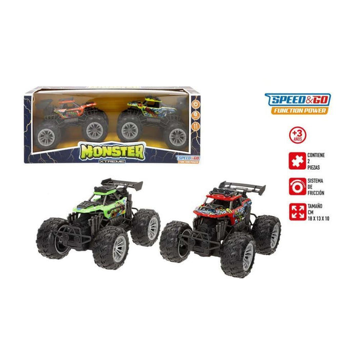 2 Carros TT Monster Xtreme Speed & Go com Sistema de Fricção 18 cm