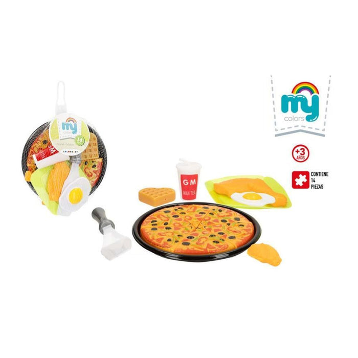Conjunto de Pizza e Comida My Colors 14 Peças