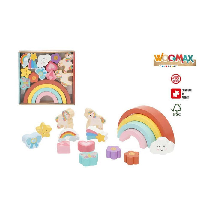 Figuras de Encaixe Arco-íris em Madeira Montessori