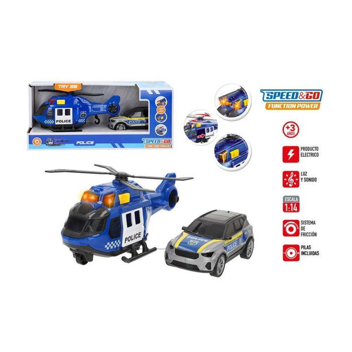 Helicóptero e Veículo da Polícia Speed & Go Luz e Som