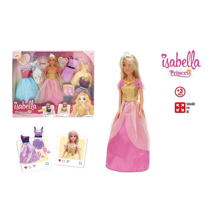 Boneca Isabella Princesa com 5 Vestidos 30 cm