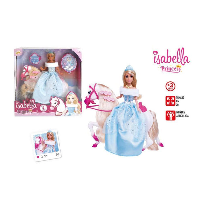 Boneca Isabella Princesa com Cavalo Branco 30 cm