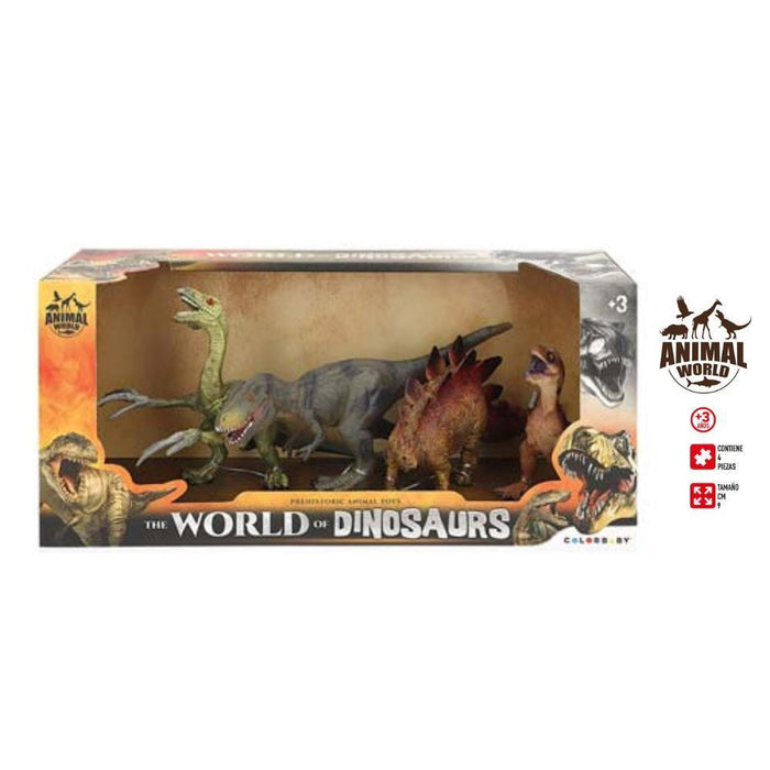 Conjunto de 4 Dinossauros Animal World