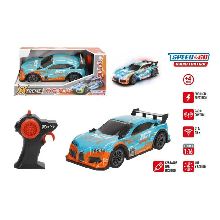 Carro Telecomandado RC Xtreme Speed & Go com Luz Neon e USB 1:16