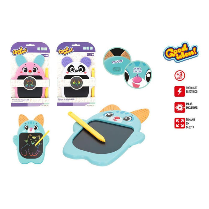 Quadro Mágico LCD Good Idea com Cores e Caneta Animais 19 cm