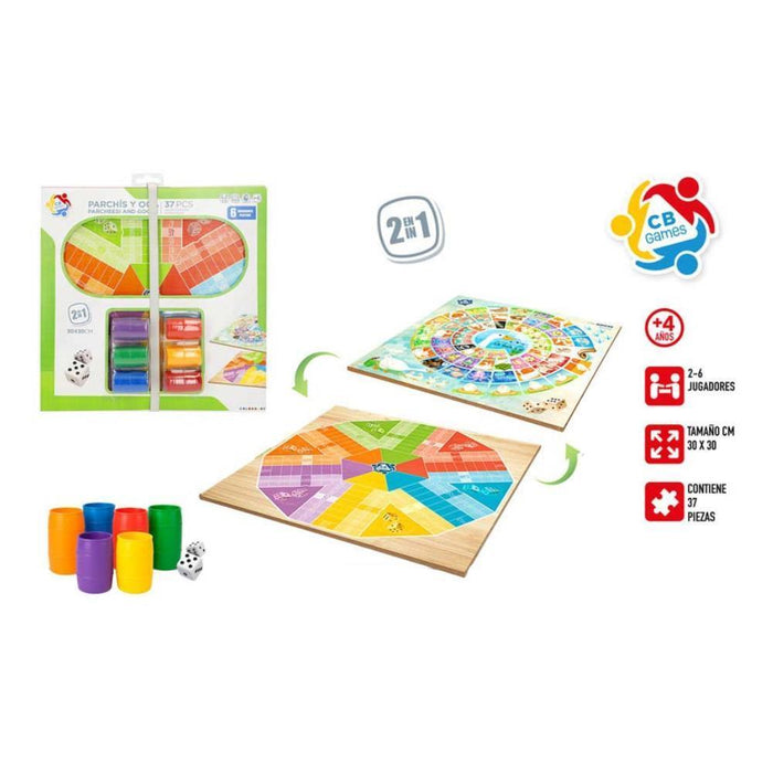 Jogo do Ganso e Ludo CB Games em Madeira 37 Peças 30 cm