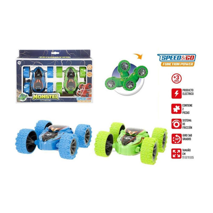 2 Carros Monster Xtreme Speed & Go com Sistema de Fricção 360º