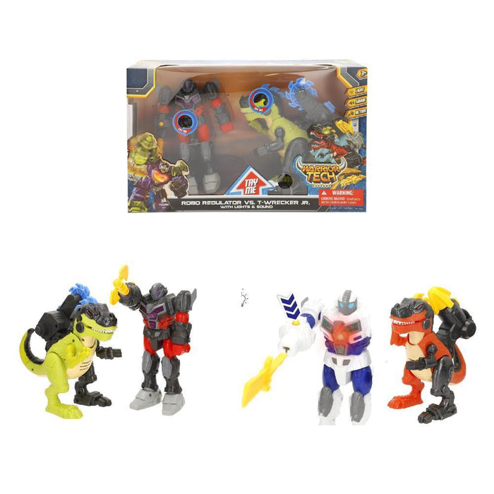 Robot vs Dinossauro Warrior Tech com Luz e Som 20 cm