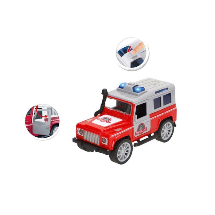 Jipe de Resgate Speed & Go com Sistema de Fricção, Luz e Som 1:20