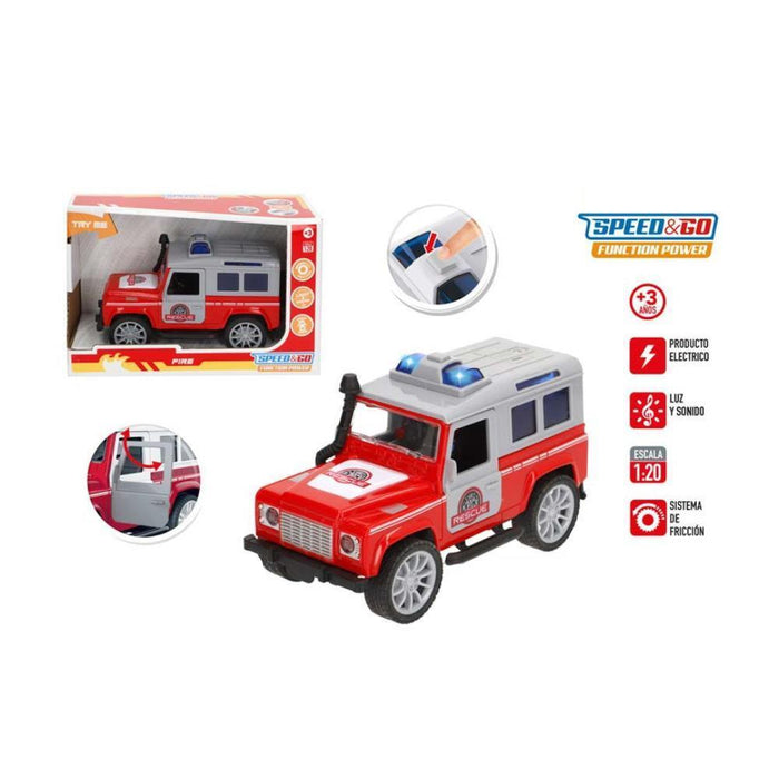 Jipe de Resgate Speed & Go com Sistema de Fricção, Luz e Som 1:20