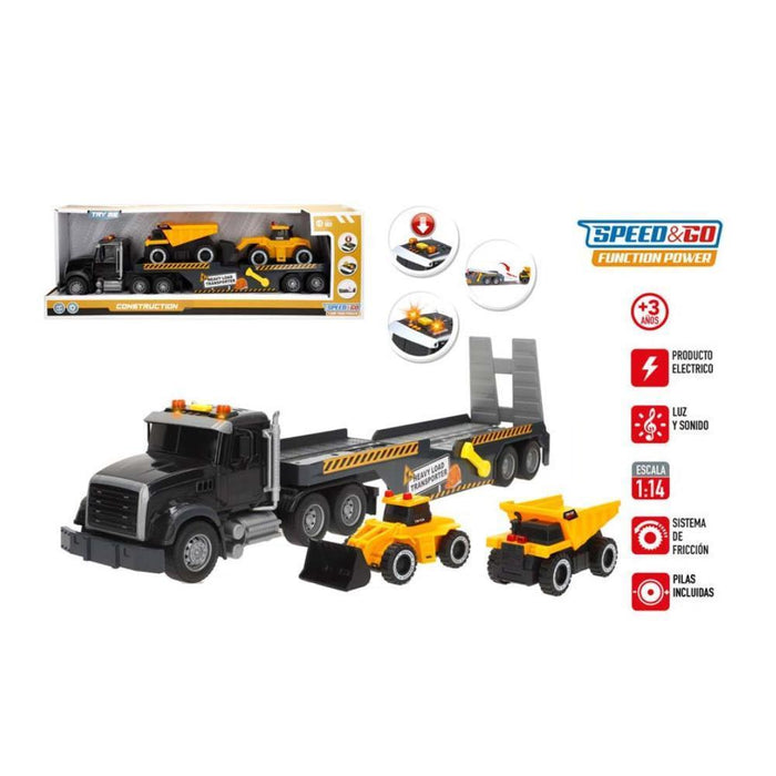 Camião de Transporte com Veículos Speed & Go com Luz e Som 1:14