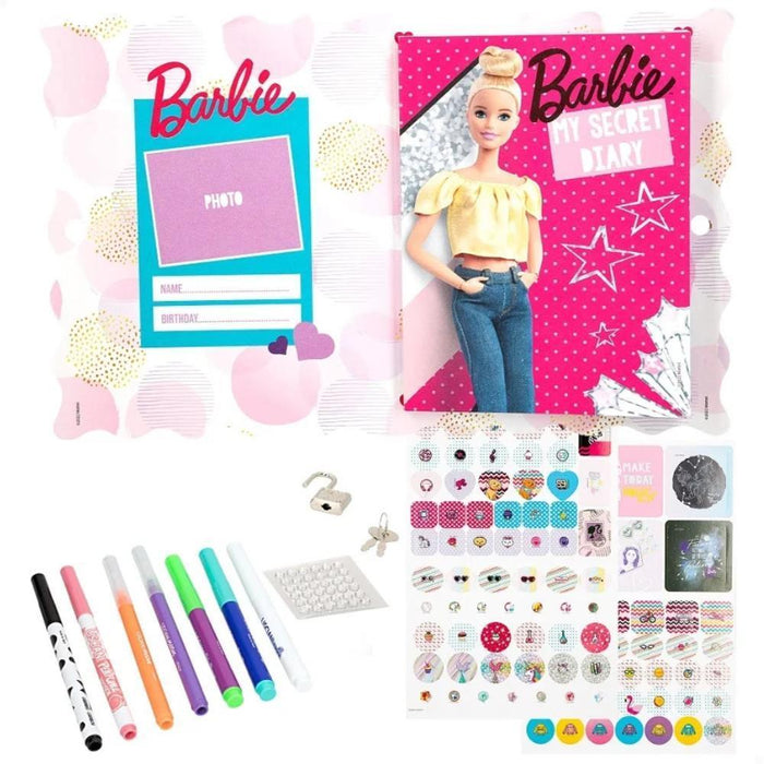Diário Secreto Barbie com Marcadores e Autocolantes