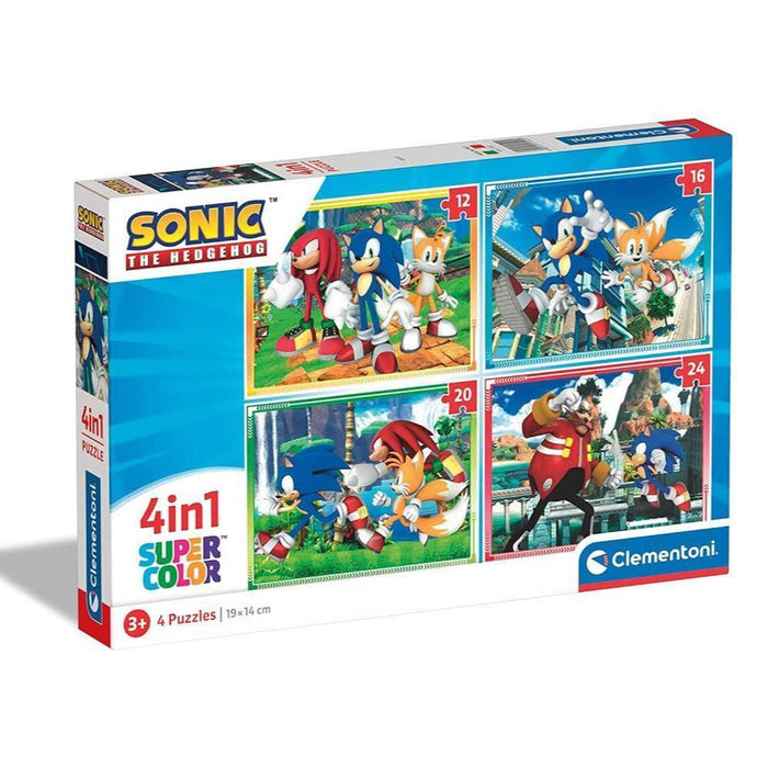 4 Puzzles Progressivos Clementoni Sonic 12 a 24 Peças