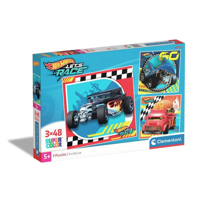 3 Puzzles Clementoni Hotwheels 48 Peças