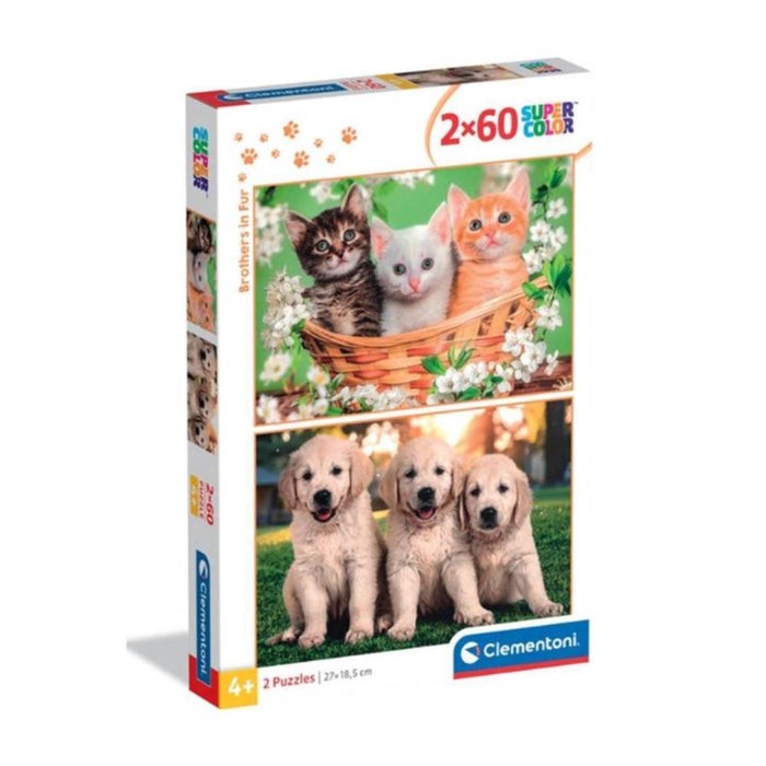 2 Puzzles Clementoni Brothers in Fur 60 Peças