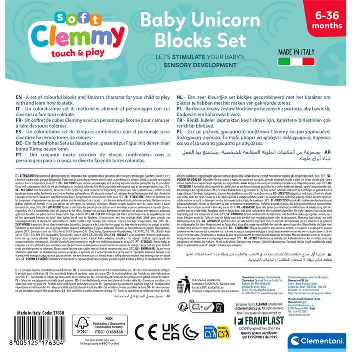 10 Blocos Clementoni Soft Clemmy Unicórnio