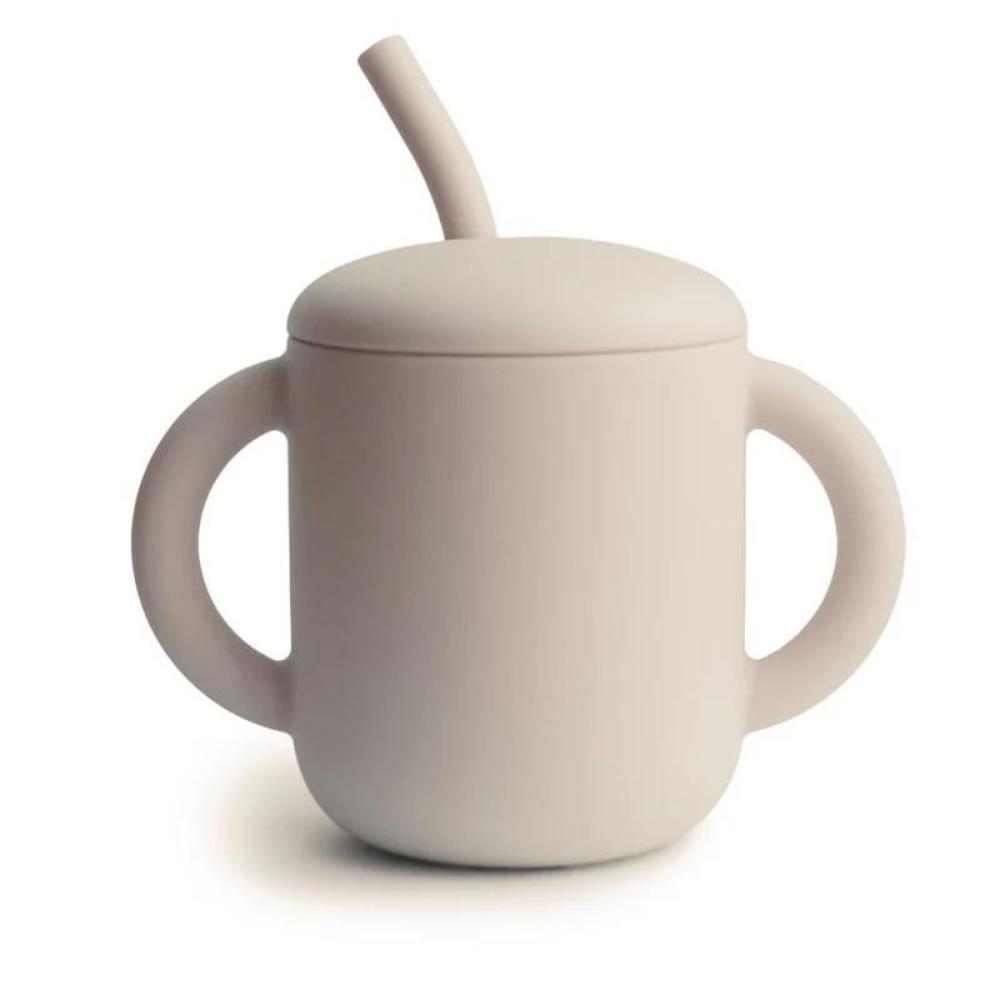Mushie Silicone Sippy Cup with Handles Shifting Sand