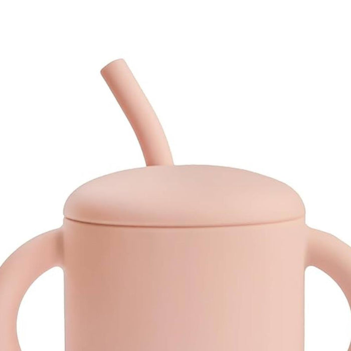 Copo com Palhinha e Asas em Silicone Mushie Blush