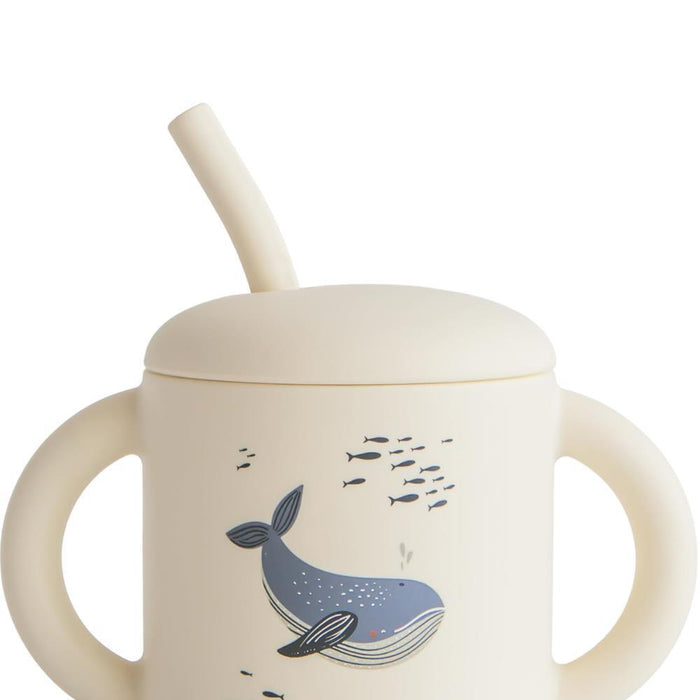 Copo com Palhinha e Asas em Silicone Mushie Whales