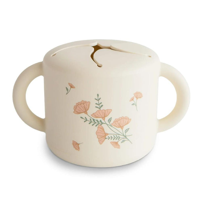 Taça para Snacks em Silicone Mushie Pink Flowers
