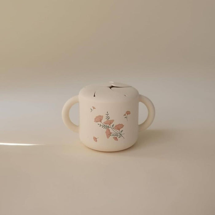 Taça para Snacks em Silicone Mushie Pink Flowers