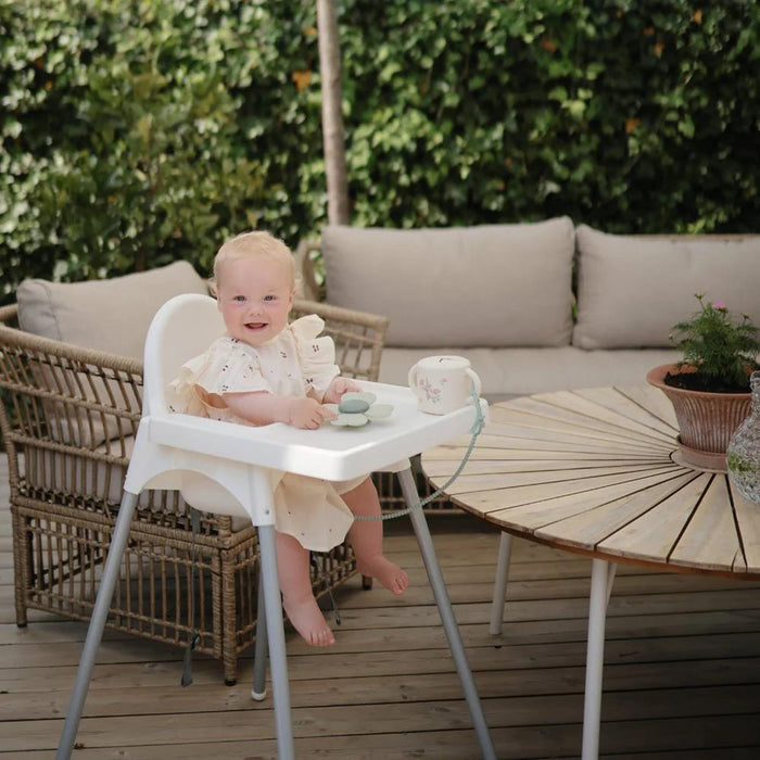 Taça para Snacks em Silicone Mushie Pink Flowers