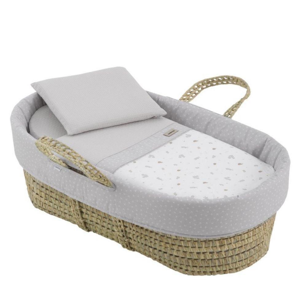 Cambrass Ardy Grey Wicker Moses Basket 39x80cm