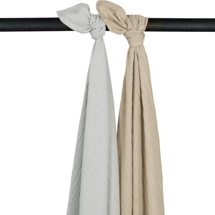 2 Musselinas em Algodão Meyco Grey/Sand 120x120cm