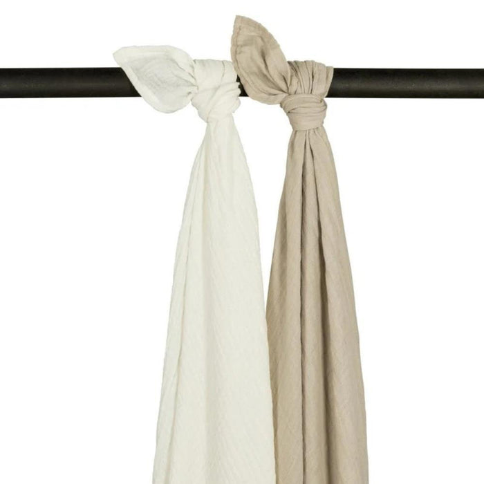 2 Musselinas em Algodão Meyco White/Sand 120x120cm