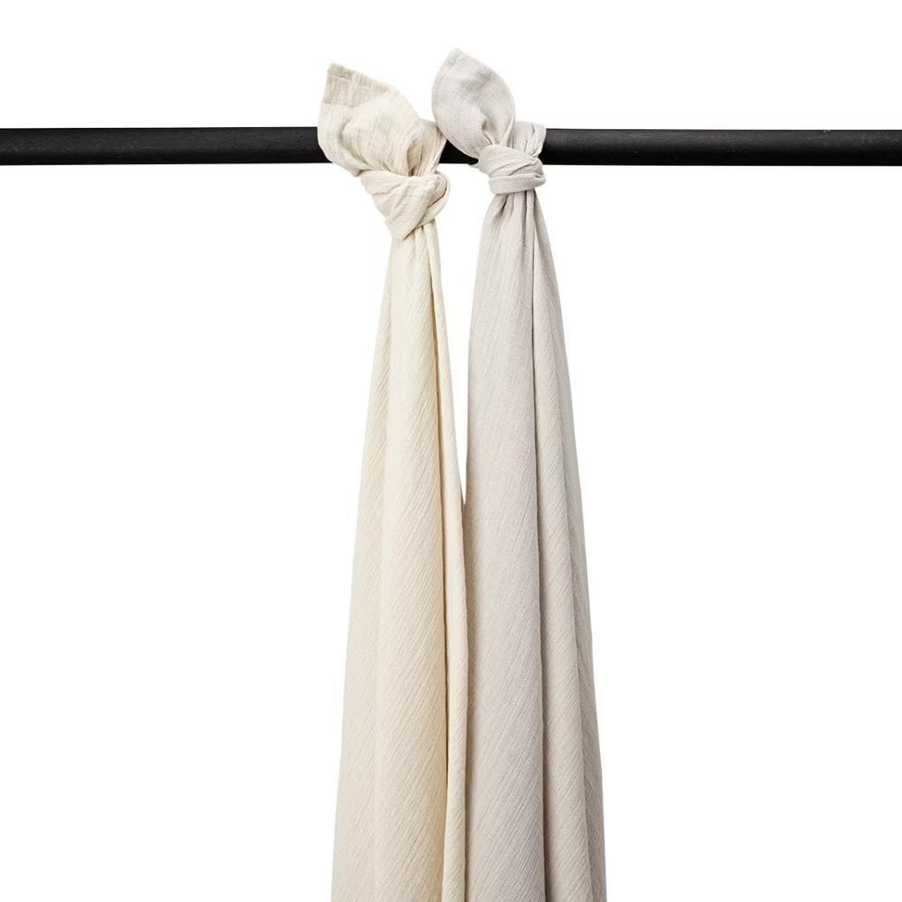 2 Meyco Cotton Muslins Sand/Greige 120x120cm