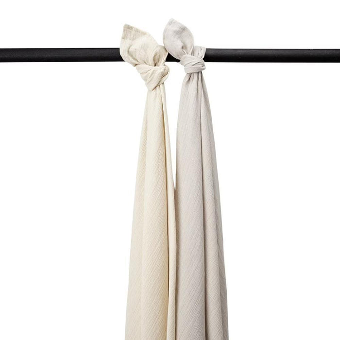 2 Musselinas em Algodão Meyco Sand/Greige 120x120cm