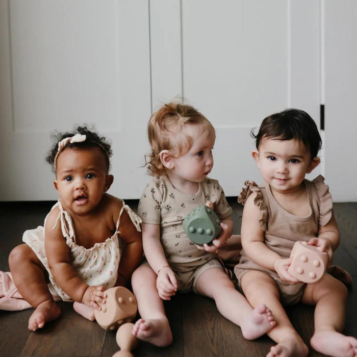 2 Dados Pop It em Silicone Mushie Natural/Dried Thyme