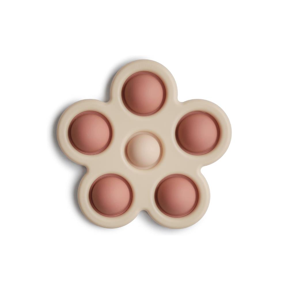 Mordedor em Silicone Mushie Flor Pop it Blush