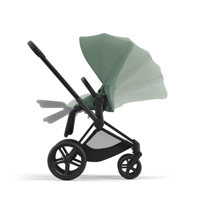 Carrinho Cybex Platinum Priam Matt Black + Pack de Tecidos Leaf Green