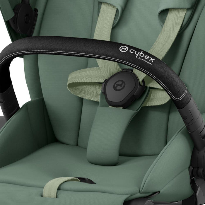 Carrinho Cybex Platinum Priam Matt Black + Pack de Tecidos Leaf Green