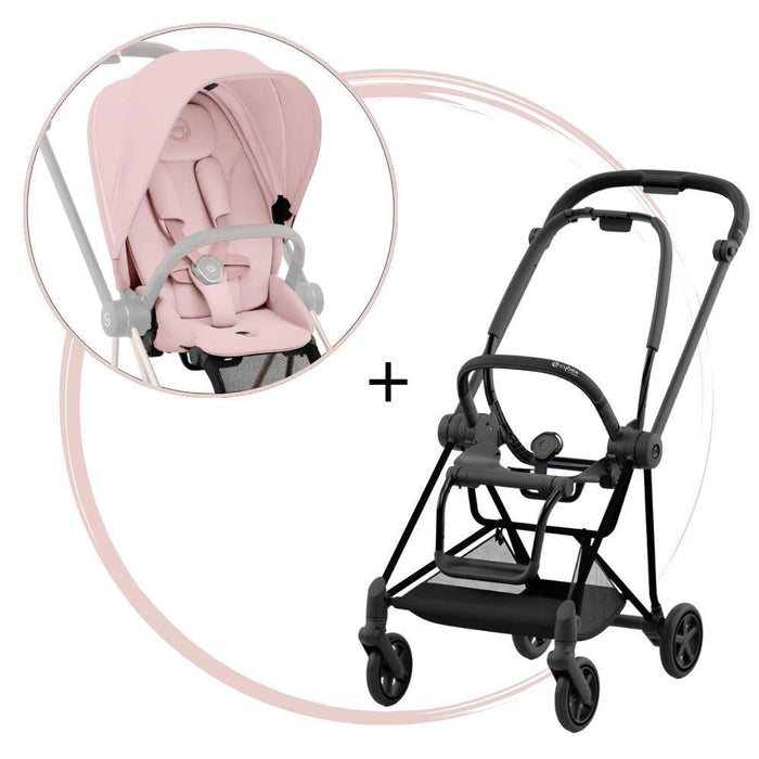 cybex peach pink Cybex Platinum Mios Matt Black Stroller + Peach Pink Fabric Pack | Stroller