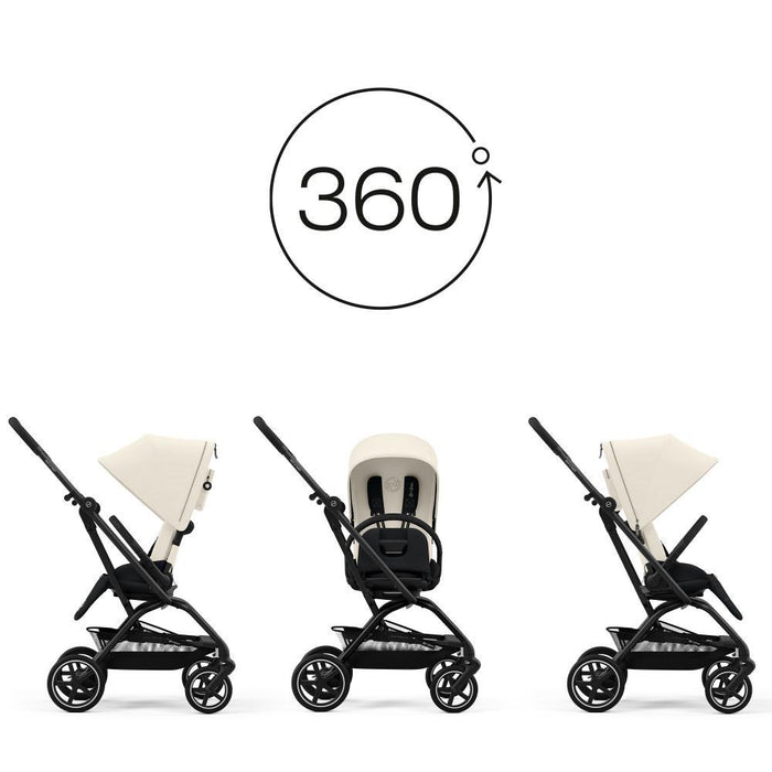 Cybex Eezy S Twist +2 BLK Canvas White Stroller - Black Frame