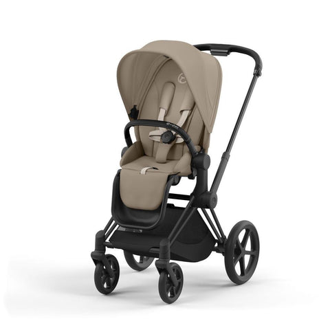 Cybex Platinum Priam Matt Black Stroller + Cozy Beige Fabric Pack