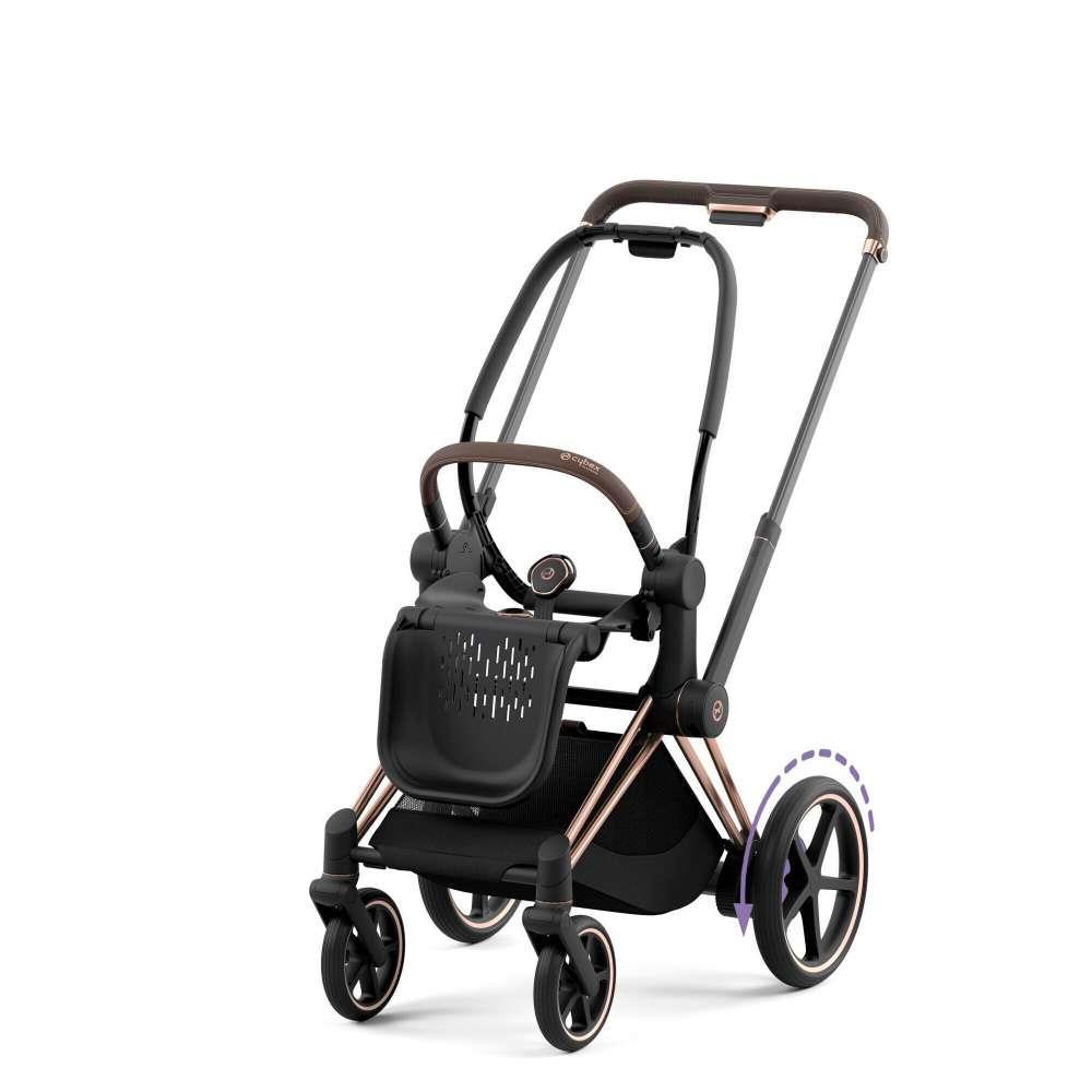 Chasis Cybex Platinum e-Priam y estructura de asiento Rosegold