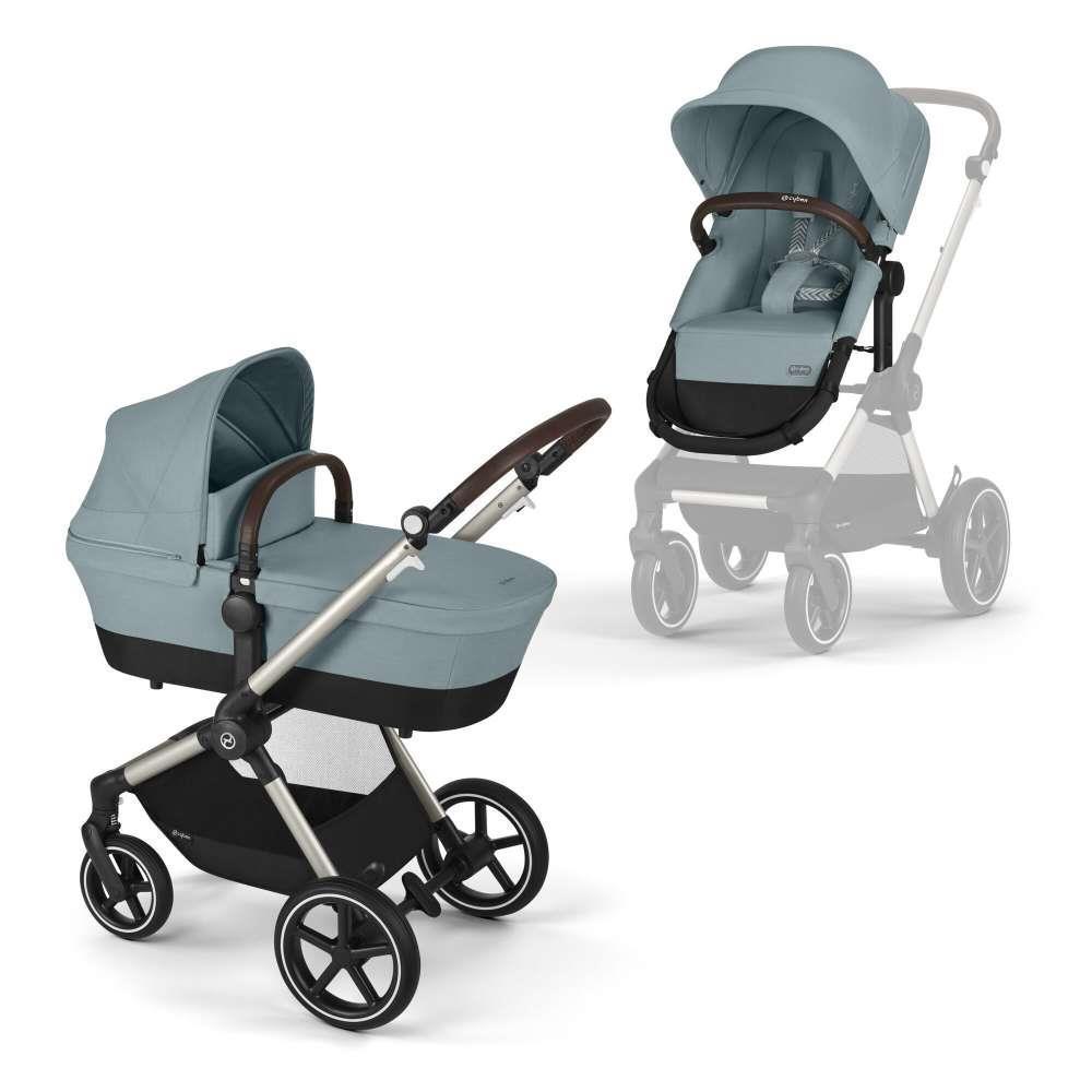 Carrinho Cybex Eos Lux 2 em 1 TPE Stormy Blue - Chassis Taupe