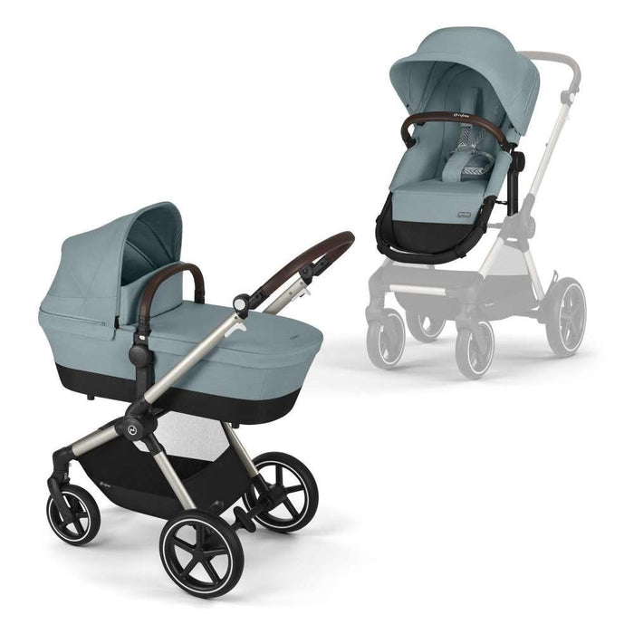 Cochecito Cybex Eos Lux 2 en 1 de TPE, azul tormenta - chasis color topo