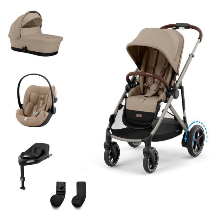 Pack Cybex Carrinho e-Gazelle S TPE + Alcofa Gazelle S + Cloud G Plus Almond Beige + Base G