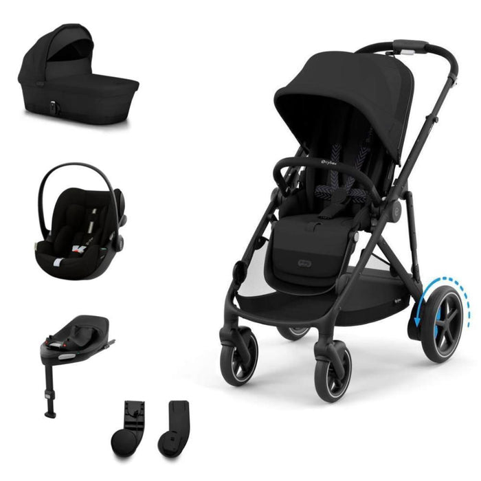 Pack Cybex Carrinho e-Gazelle S BLK+ Alcofa Gazelle S + Cloud G Plus Moon Black + Base G