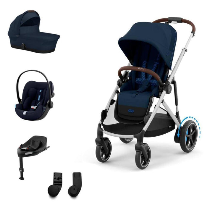 Pack Cybex Carrinho e-Gazelle S SLV + Alcofa Gazelle S + Cloud G Plus Ocean Blue + Base G