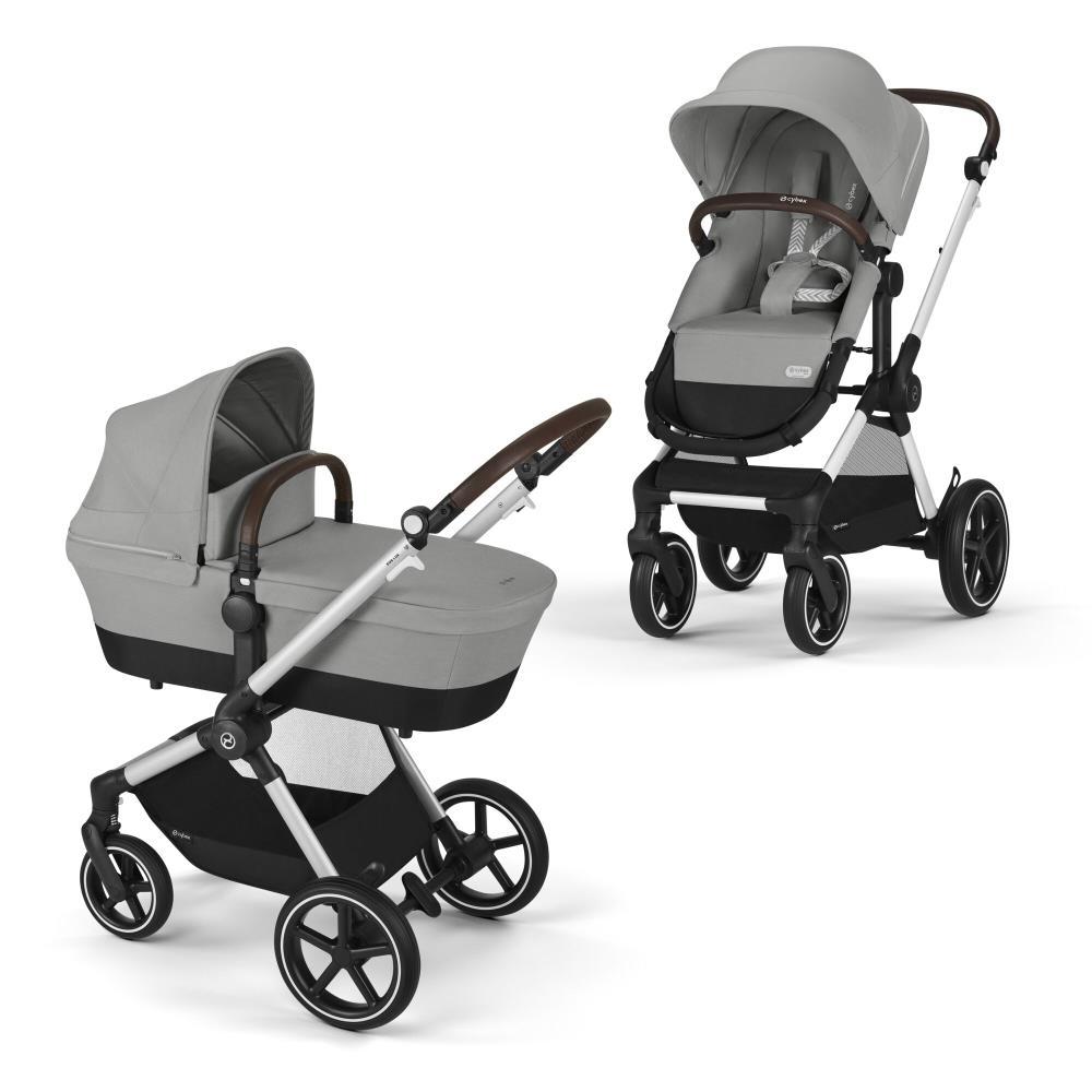 Carrinho Cybex Eos Lux 2 em 1 SLV Stone Grey - Chassis Prateado